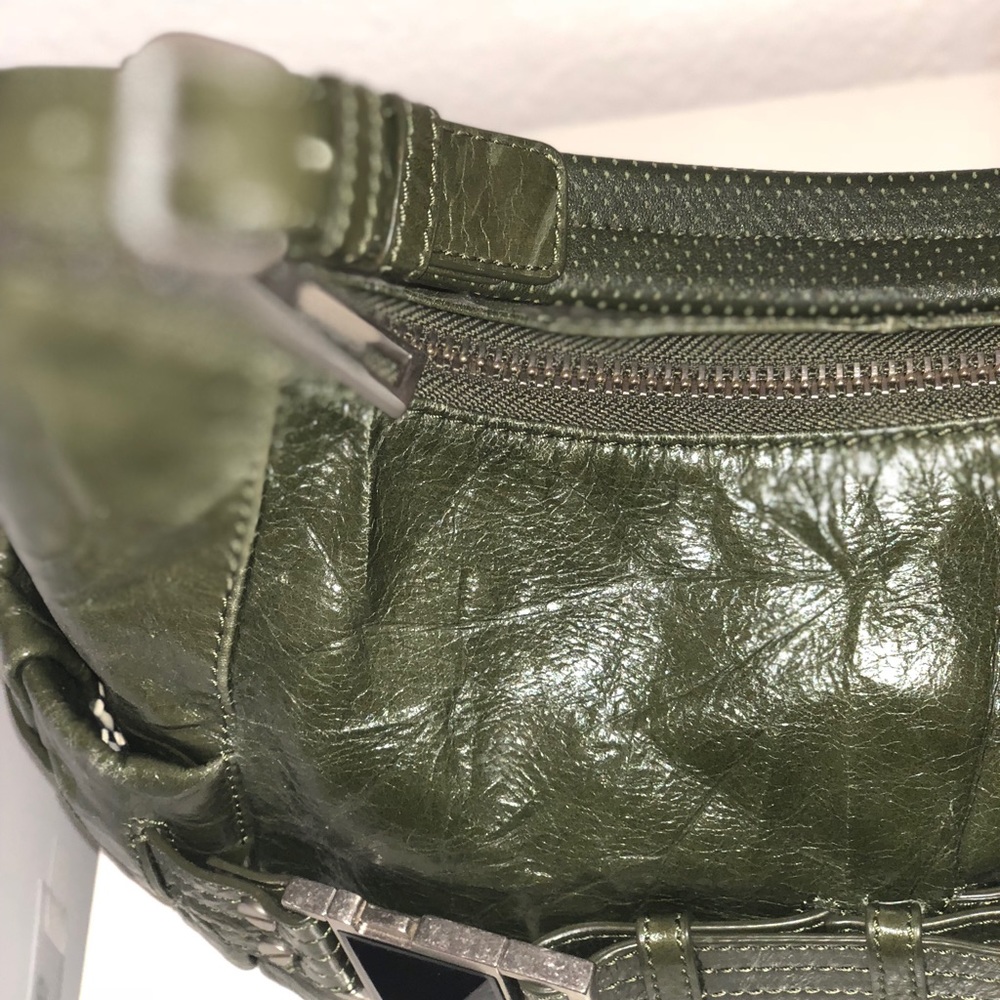 L.A.M.B. Olive green leather shoulder bag purse - Picture 6 of 8